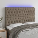 VidaXL Zagłówek do łóżka z LED, taupe, 144x7x118/128 cm, tkanina
