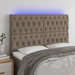 VidaXL Zagłówek do łóżka z LED, taupe, 144x7x118/128 cm, tkanina