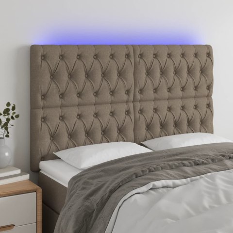 VidaXL Zagłówek do łóżka z LED, taupe, 144x7x118/128 cm, tkanina