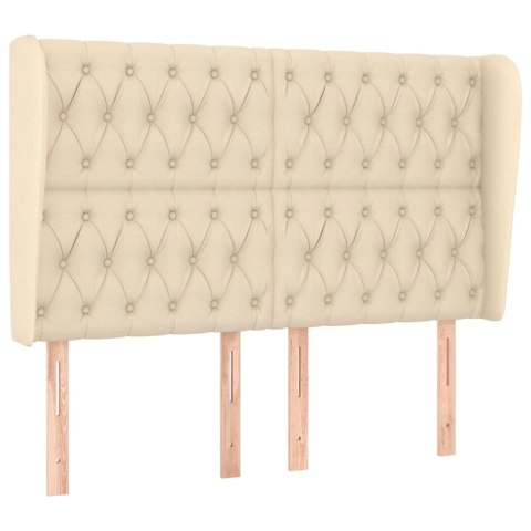 VidaXL Zagłówek uszak, kremowy, 147x23x118/128 cm, tkanina