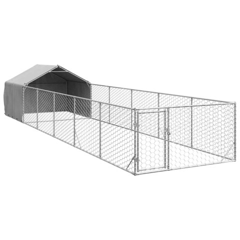 ZEWNĘTRZNA BUDA DLA PSA Z WYBIEGIEM 8X2X1,5 M STAL OCYNKOWANA