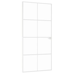 VidaXL Drzwi wewnętrzne, białe, 93x201,5 cm, szkło i aluminium