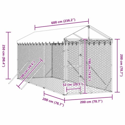 KOJEC DLA PSA Z DACHEM SREBRNY 2X6X2,5 M STAL GALWANIZOWANA