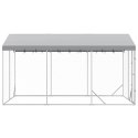VidaXL Kojec dla psa, z dachem, srebrny, 3x4,5x2,5 m, stal