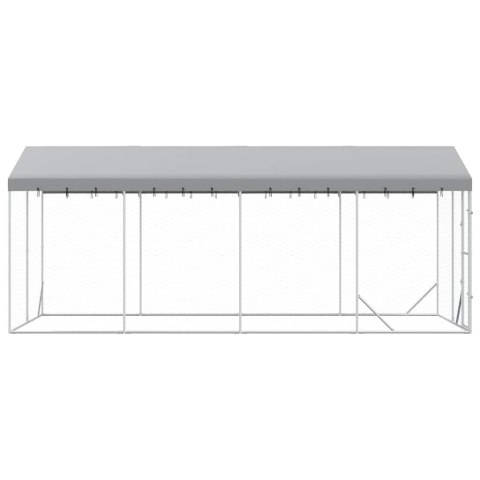 VidaXL Kojec dla psa, z dachem, srebrny, 3x6x2,5 m, stal galwanizowana