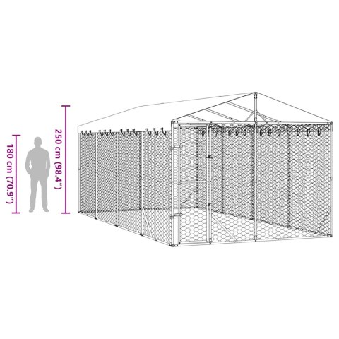 VidaXL Kojec dla psa, z dachem, srebrny, 3x6x2,5 m, stal galwanizowana