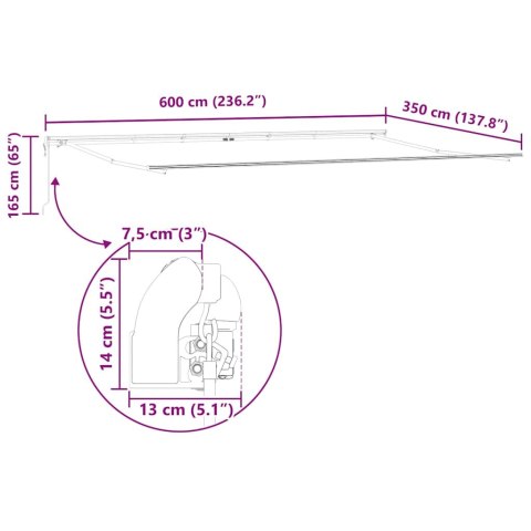 VidaXL Markiza zwijana pomarańczowy i brązowy 600 × 350 cm tkanina