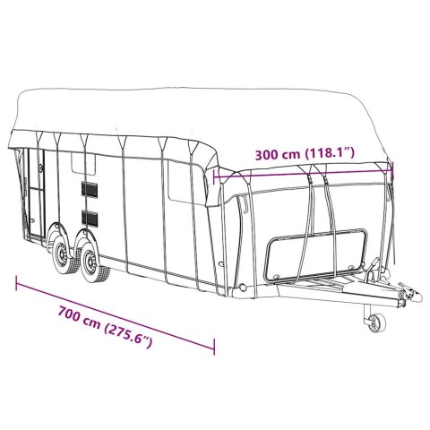 VidaXL Pokrowiec na dach przyczepy kempingowej, szary, 700x300 cm