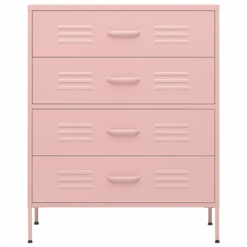 VidaXL Szafka z szufladami, różowa, 80x35x101,5 cm, stalowa