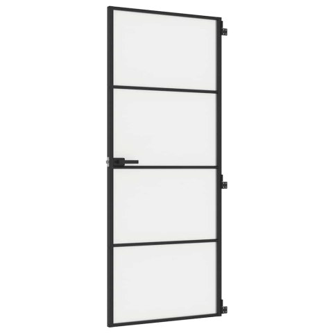 VidaXL Drzwi wewnętrzne, czarne, 83x201,5 cm, szkło i aluminium