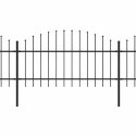 VidaXL Ogrodzenie ogrodowe z włócznią, stalowe, 1781,5 x 125 cm, czarne