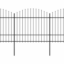 VidaXL Ogrodzenie ogrodowe z włócznią, stalowe, 1781,5 x 175 cm, czarne