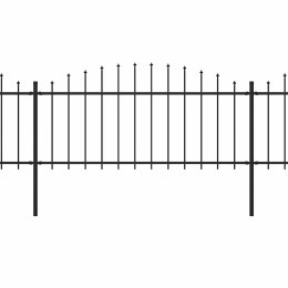 VidaXL Ogrodzenie ogrodowe z włócznią, stalowe, 1781,5 x 75 cm, czarne