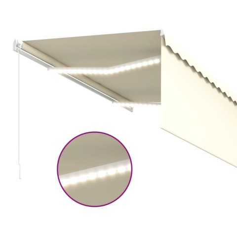 RĘCZNIE ZWIJANA MARKIZA Z ZASŁONĄ I LED 3,5X2,5M KREMOWA