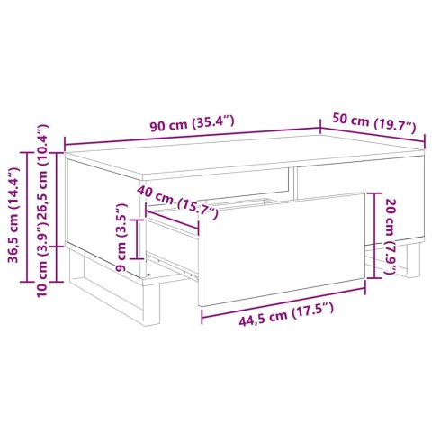 STOLIK KAWOWY Z SZUFLADĄ DĄB RZEMIEŚLNICZY 90X 50X 36,5CM
