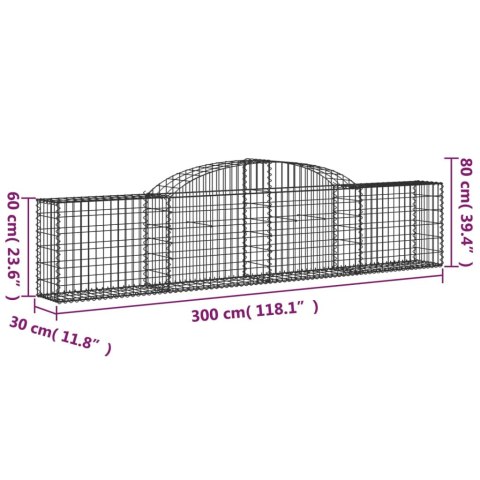 KOSZE GABIONOWE 7 SZT. 300X30X60/80CM GALWANIZOWANE ŻELAZO