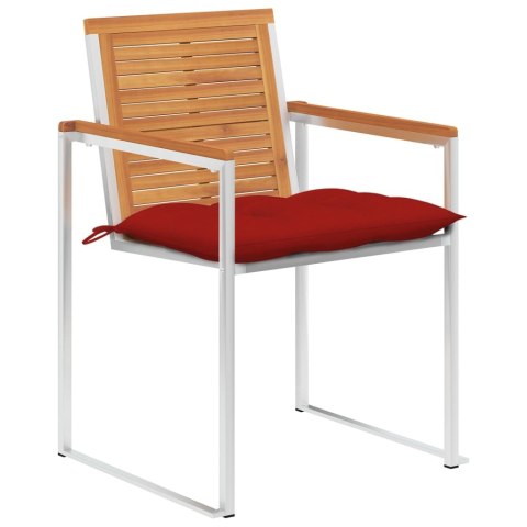 VidaXL Krzesła ogrodowe z poduszkami, 4 szt., lite drewno akacjowe