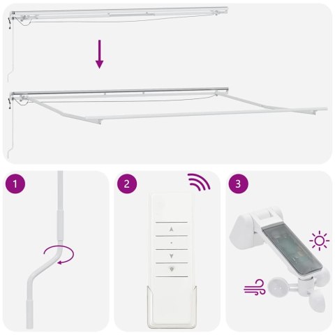 RAMA MARKIZY ZE LED LIGHTS BIAŁY 400 × 300CM ALUMINIUM