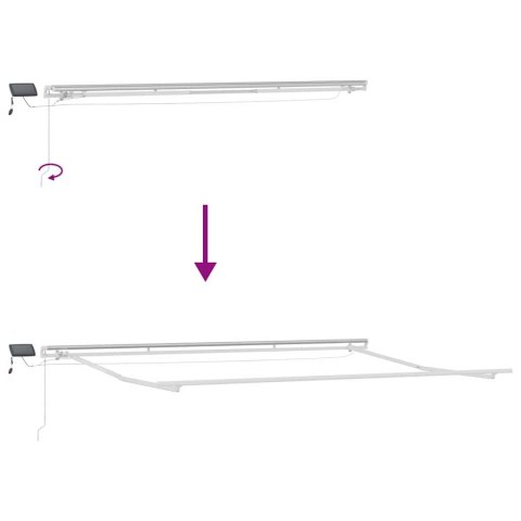 RAMA MARKIZY ZE LED LIGHTS BIAŁY 500 × 300CM ALUMINIUM