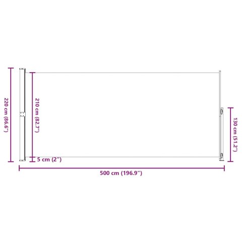 ZWIJANA MARKIZA BOCZNA NA TARAS 220X500CM KREMOWA