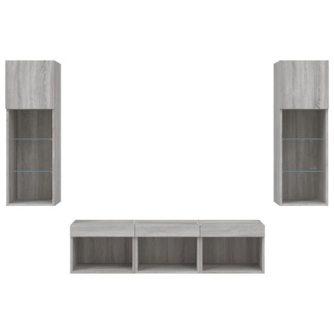 VidaXL 5-częściowy zestaw mebli TV z LED, szary dąb sonoma