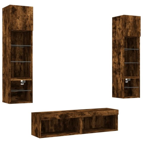 VidaXL 6-częściowy zestaw mebli TV z LED, przydymiony dąb