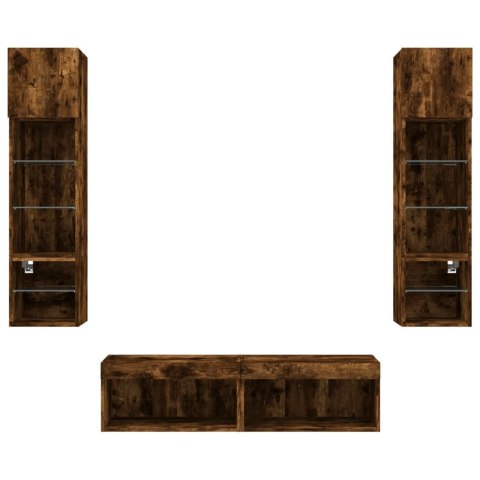 VidaXL 6-częściowy zestaw mebli TV z LED, przydymiony dąb