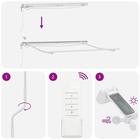 AUTOMATYCZNA MARKIZA Z LED ANTRACYTOWO-BIAŁA 300X250CM