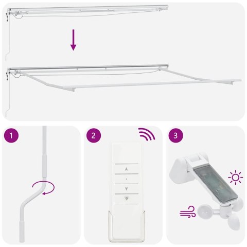 AUTOMATYCZNA MARKIZA Z LED ANTRACYTOWO-BIAŁA 400X300CM