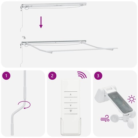 AUTOMATYCZNIE ZWIJANA MARKIZA Z LED BURGUNDOWA 300X250CM