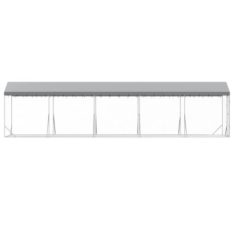 VidaXL Kojec dla psa, z dachem, srebrny, 2x10x2,5m, stal galwanizowana