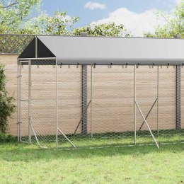 VidaXL Kojec dla psa, z dachem, srebrny, 2x14x2,5m, stal galwanizowana