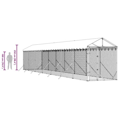 VidaXL Kojec dla psa, z dachem, srebrny, 2x14x2,5m, stal galwanizowana