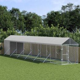 VidaXL Kojec dla psa, z dachem, srebrny, 2x14x2,5m, stal galwanizowana
