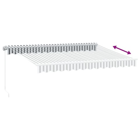 RĘCZNIE ZWIJANA MARKIZA Z LED ANTRACYTOWO-BIAŁA 350X250CM