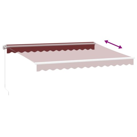 RĘCZNIE ZWIJANA MARKIZA Z LED BURGUNDOWA 350X250CM