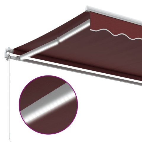RĘCZNIE ZWIJANA MARKIZA Z LED BURGUNDOWA 350X250CM