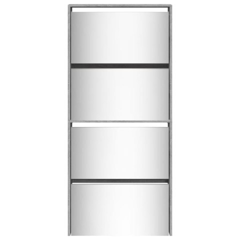 VidaXL Szafka na buty z lustrem, 4-poziomowa, szary dąb, 63x17x134 cm