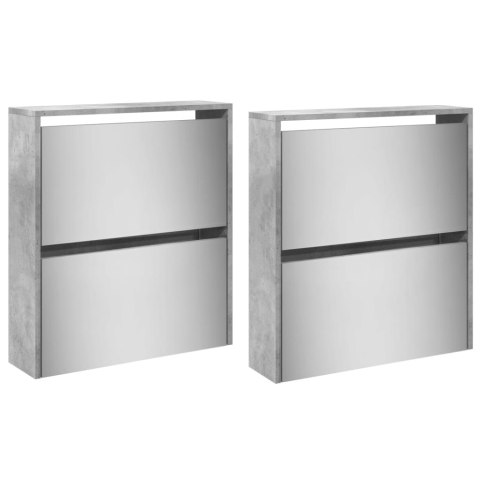 SZAFKA NA BUTY Z LUSTREM 4 POZIOMY SZARY BETON 63X17X134CM