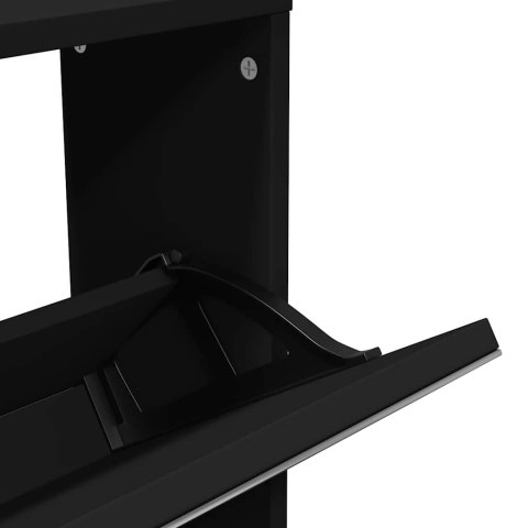 SZAFKA NA BUTY Z LUSTREM 5 POZIOMÓW CZARNA 63X17X169,5CM