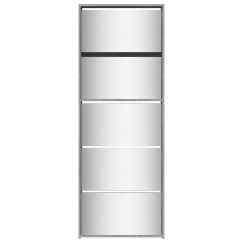 SZAFKA NA BUTY Z LUSTREM 5 POZIOMÓW SZARY DĄB 63X17X169,5CM