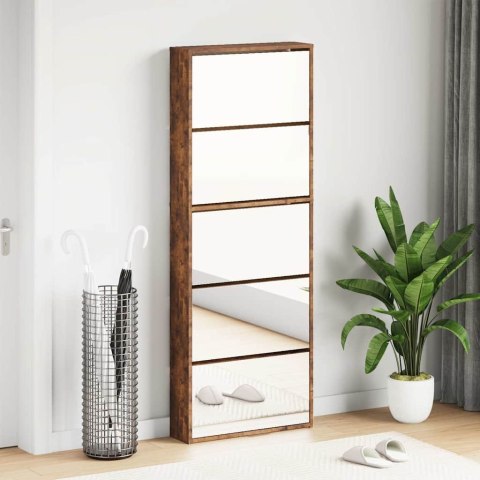 SZAFKA NA BUTY Z LUSTREM PRZYDYMIONY DĄB 63X17X169,5CM
