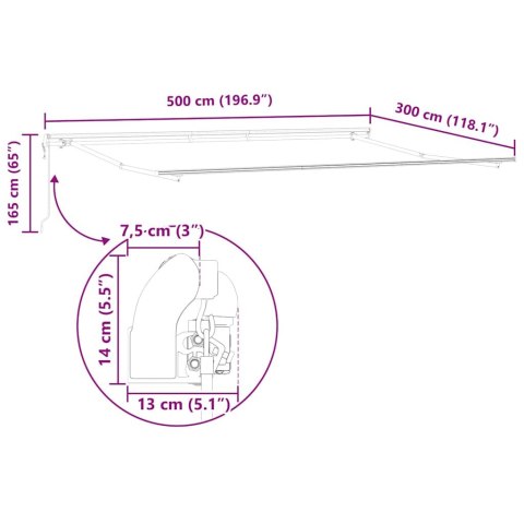MARKIZA ZWIJANA WIELOKOLOROWE 500 × 300CM TKANINA