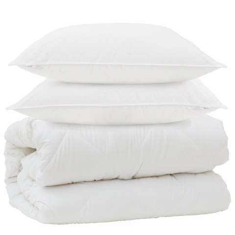 VidaXL Duvet z poduszkami z poduszką 3 pcs Biały Mikrofibra