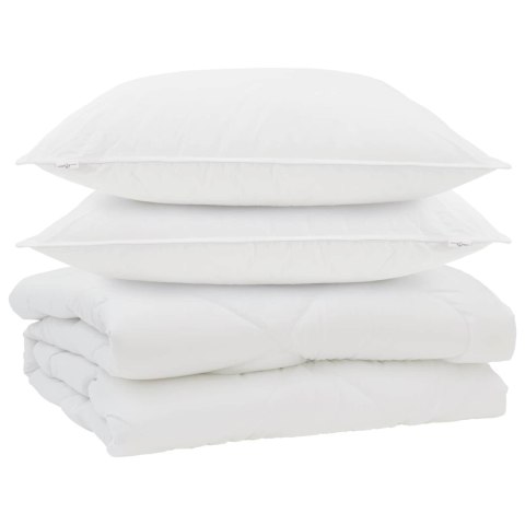 VidaXL Kołdra z poduszką 3 pcs Biały Mikrofibra