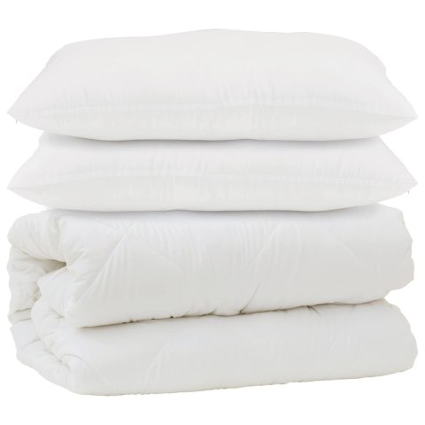 VidaXL Kołdra z poduszką 3 pcs Biały Mikrofibra