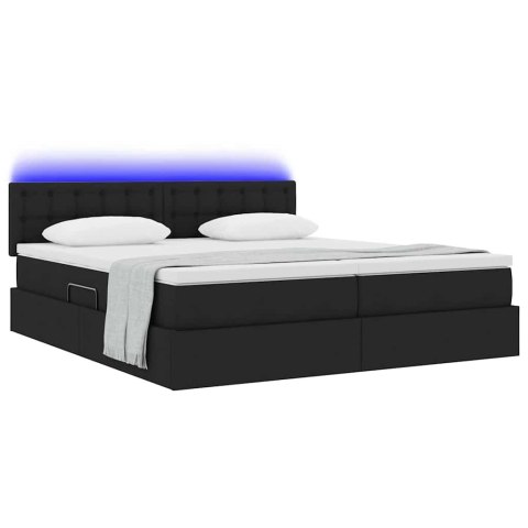 VidaXL Łóżko Ze LED Lights Z zagłówkiem Czarny 180 x 200 cm tkanina