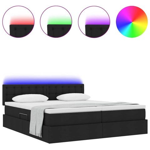 VidaXL Łóżko Ze LED Lights Z zagłówkiem Czarny 180 x 200 cm tkanina