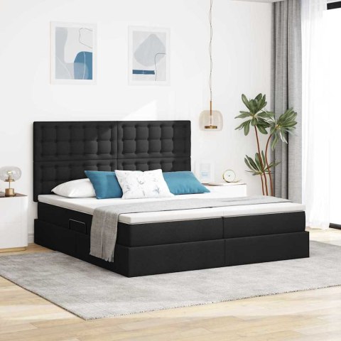 VidaXL Łóżko Ze LED Lights Z zagłówkiem Czarny 180 x 200 cm tkanina