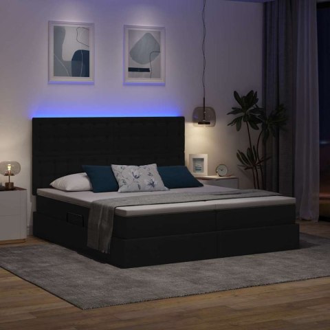 VidaXL Łóżko Ze LED Lights Z zagłówkiem Czarny 180 x 200 cm tkanina